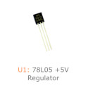 U1: 78L05 +5V Regulator