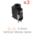 J2, J3: 3.5mm Vertical Stereo Jacks